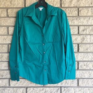 Calvin Klein Green Button Down Blouse- Medium